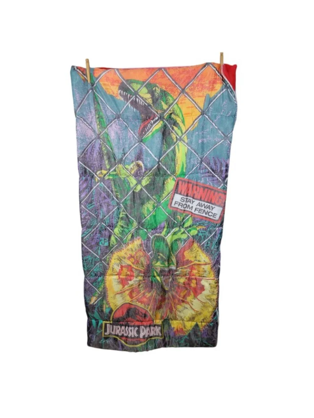 Vintage 1992 Jurassic Park Dilophosaurus/Velociraptor 30” X 57” Sleeping Bag